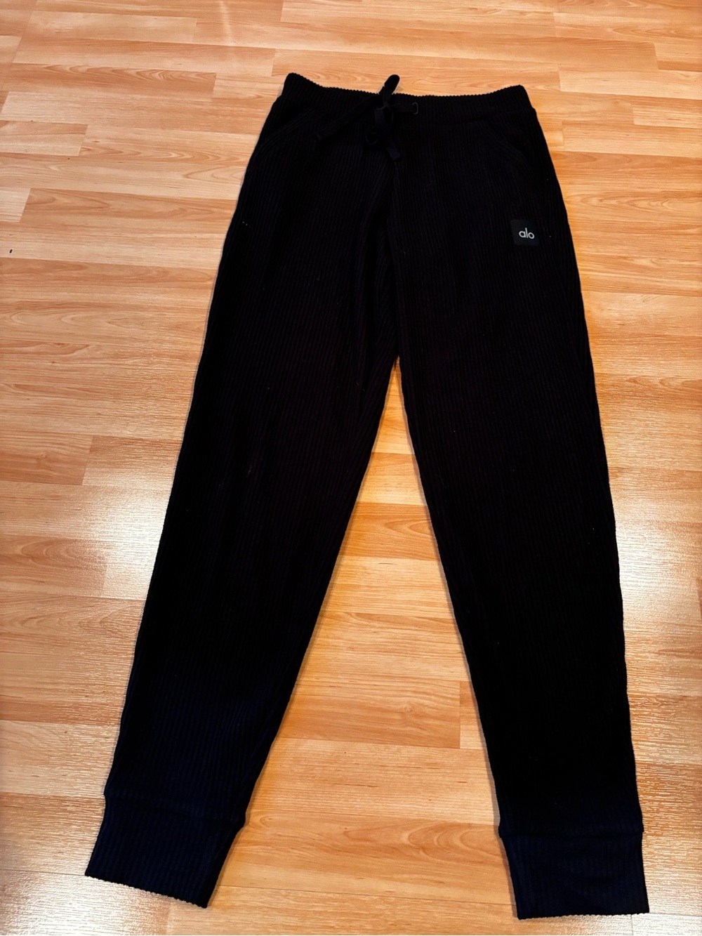 ALO Black Ribbed Joggers